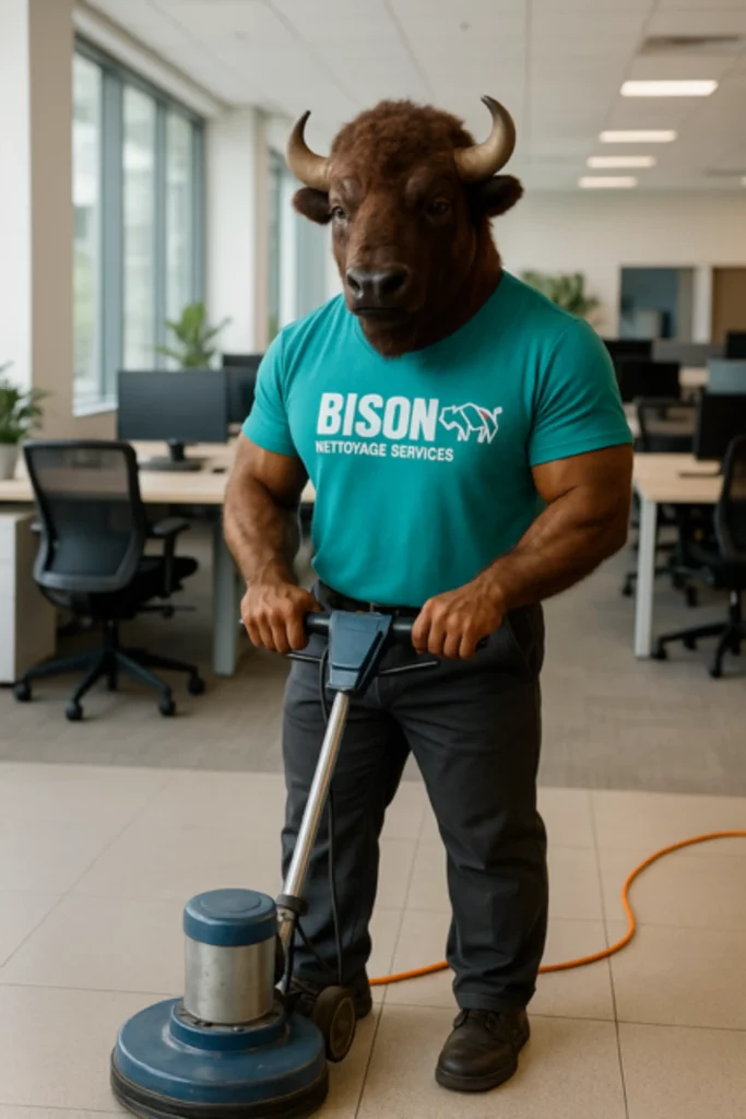 Mascotte d'un bison pour Bison Nettoyage Service